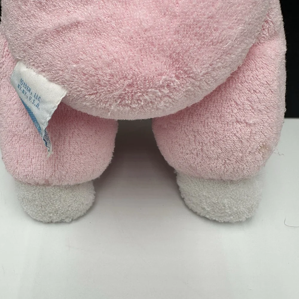 Vintage Eden Pink White Doll Terry Cloth Blue Eyes Bonnet Lace Soft Plush 10”Toy - Picture 8 of 11